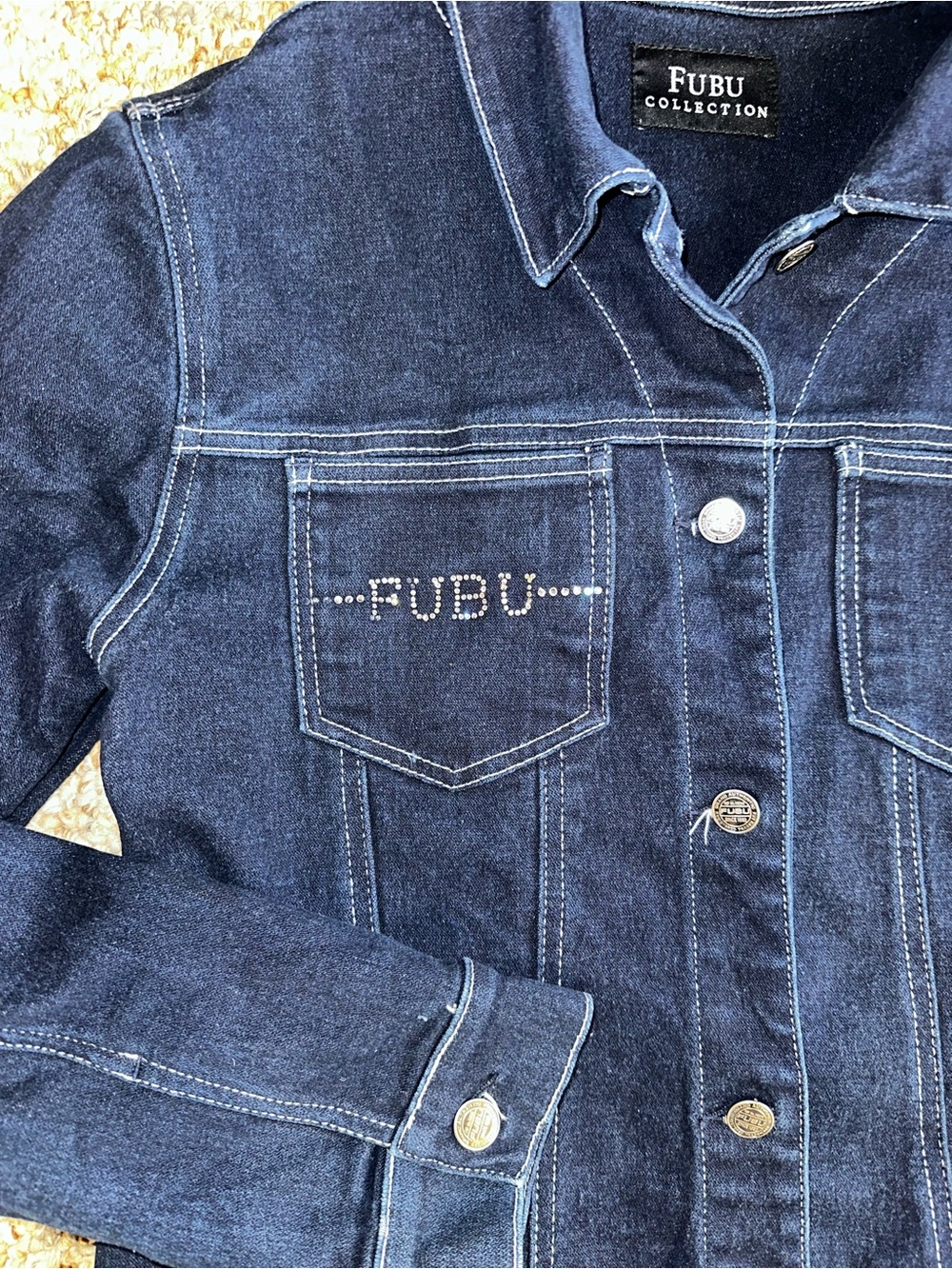 FUBU Dark Blue Denim Jean Jacket - Picture 4 of 10